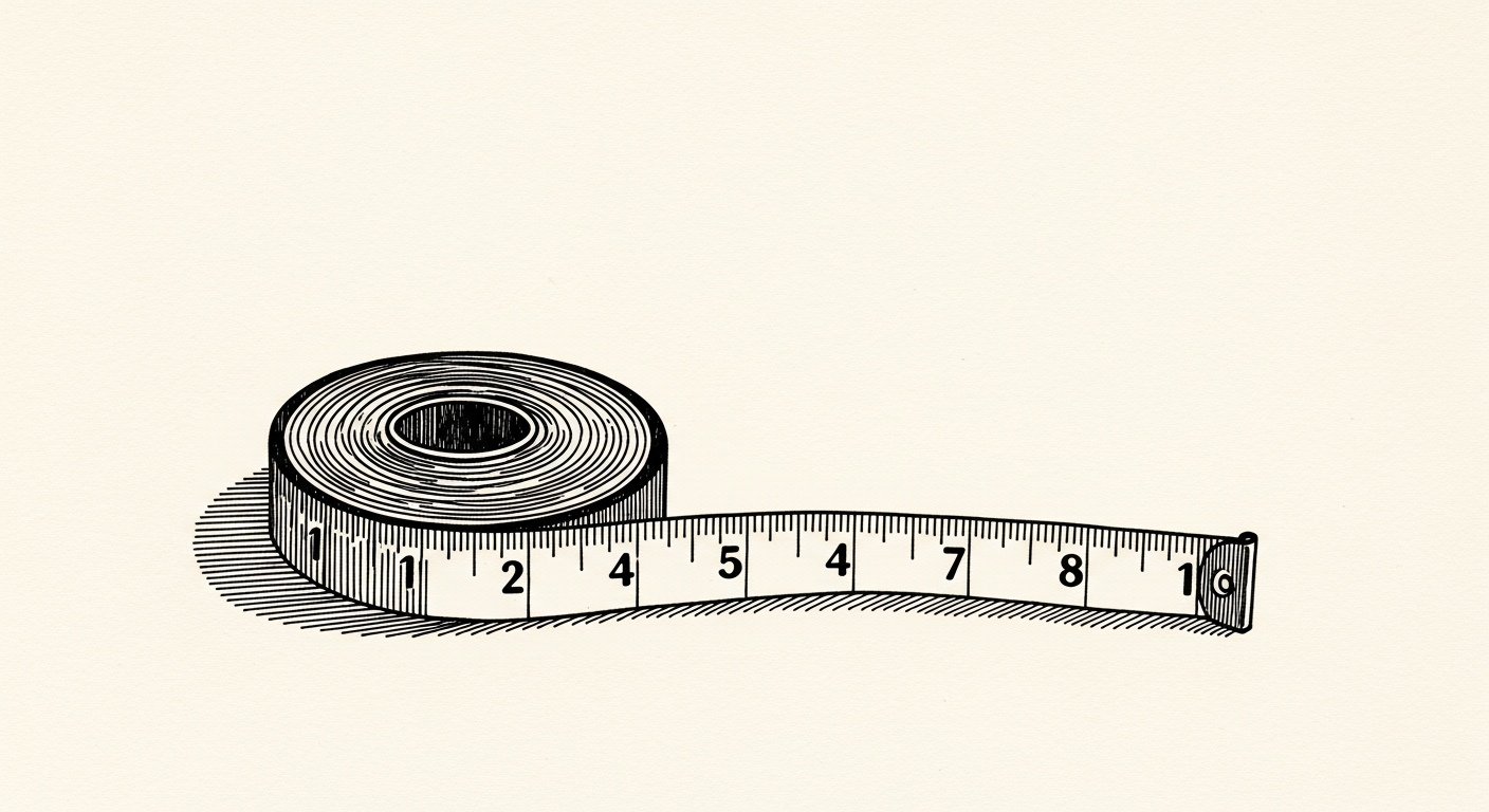 Pen-and-ink illustration: a precise measuring tape unsp. For the story "Google Updates Android Bench as Gemini Lags".