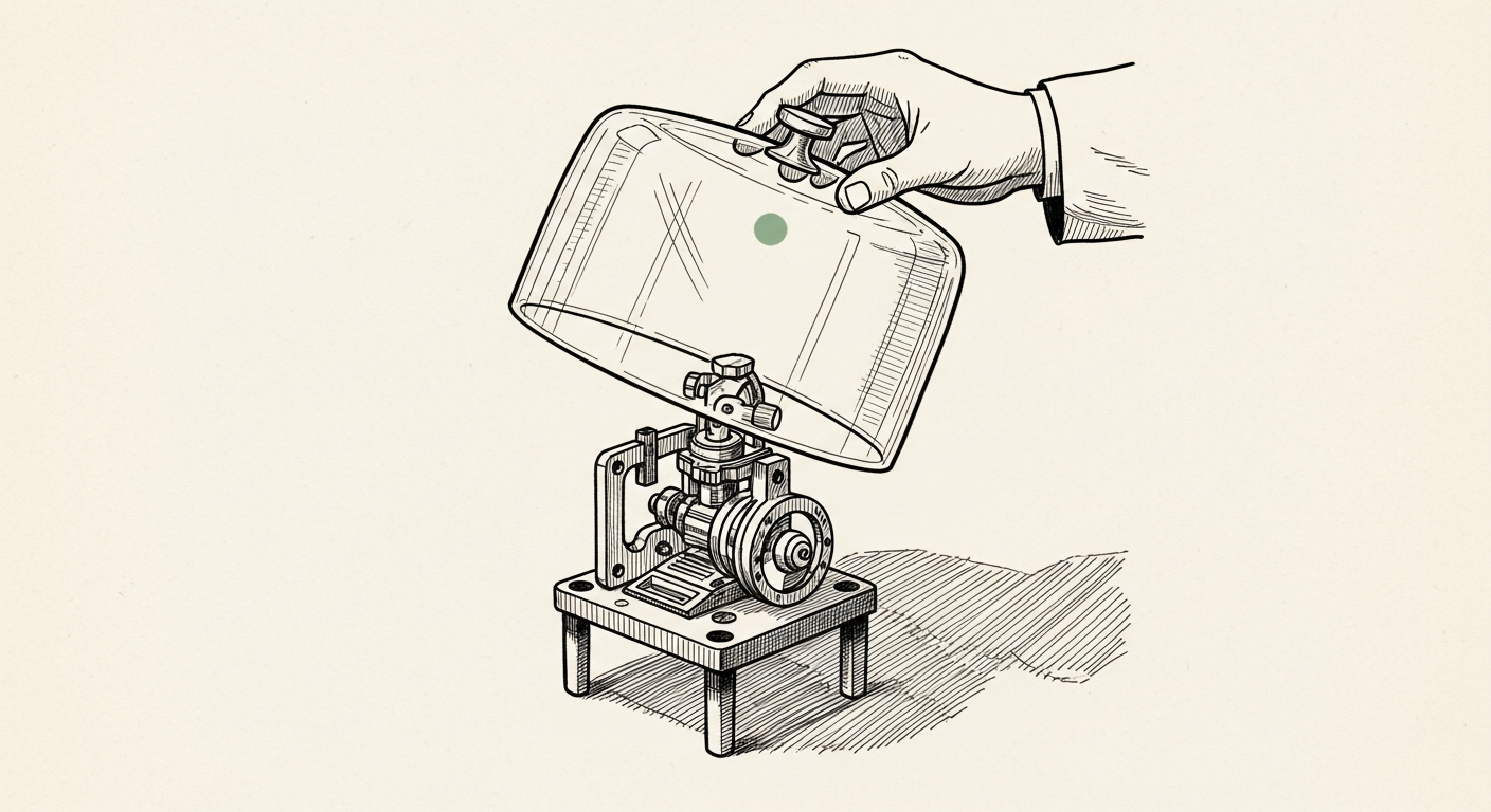 Pen-and-ink illustration: a transparent casing being lowered over a. For the story "YouTube Will Now Automatically Label AI Videos".