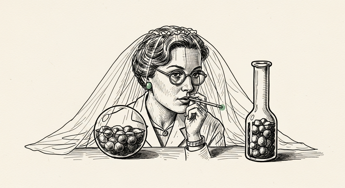 Pen-and-ink illustration: a transparent, shimmering veil. For the story "Google’s SynthID Watermark Debunks a Hoax Image".