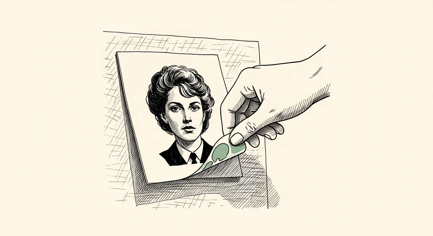 Pen-and-ink illustration: a hand removing a stencil from a. For the story "Meta Pulls Instagram AI Photo Feature After Backlash".